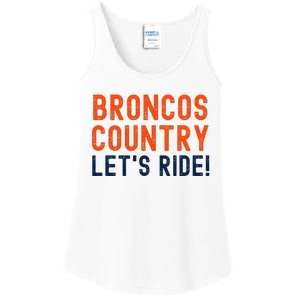 Broncos Country LetS Ride! Sports Team Fans Ladies Essential Tank