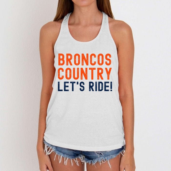 Broncos Country LetS Ride! Sports Team Fans Women's Knotted Racerback Tank