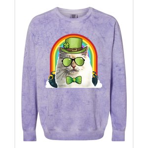 Bir Cat Leprechaun Funny St Patricks Day Gift Colorblast Crewneck Sweatshirt