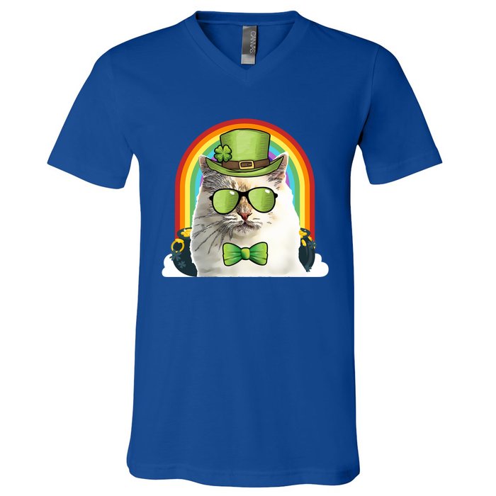 Bir Cat Leprechaun Funny St Patricks Day Gift V-Neck T-Shirt