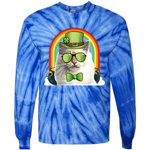 Bir Cat Leprechaun Funny St Patricks Day Gift Tie-Dye Long Sleeve Shirt