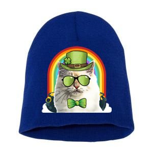 Bir Cat Leprechaun Funny St Patricks Day Gift Short Acrylic Beanie