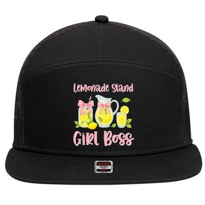Bow Coquette Lemonade Stand Girl Boss Ceo Lemon Juice Summer 7 Panel Mesh Trucker Snapback Hat