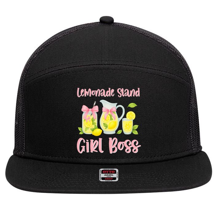 Bow Coquette Lemonade Stand Girl Boss Ceo Lemon Juice Summer 7 Panel Mesh Trucker Snapback Hat