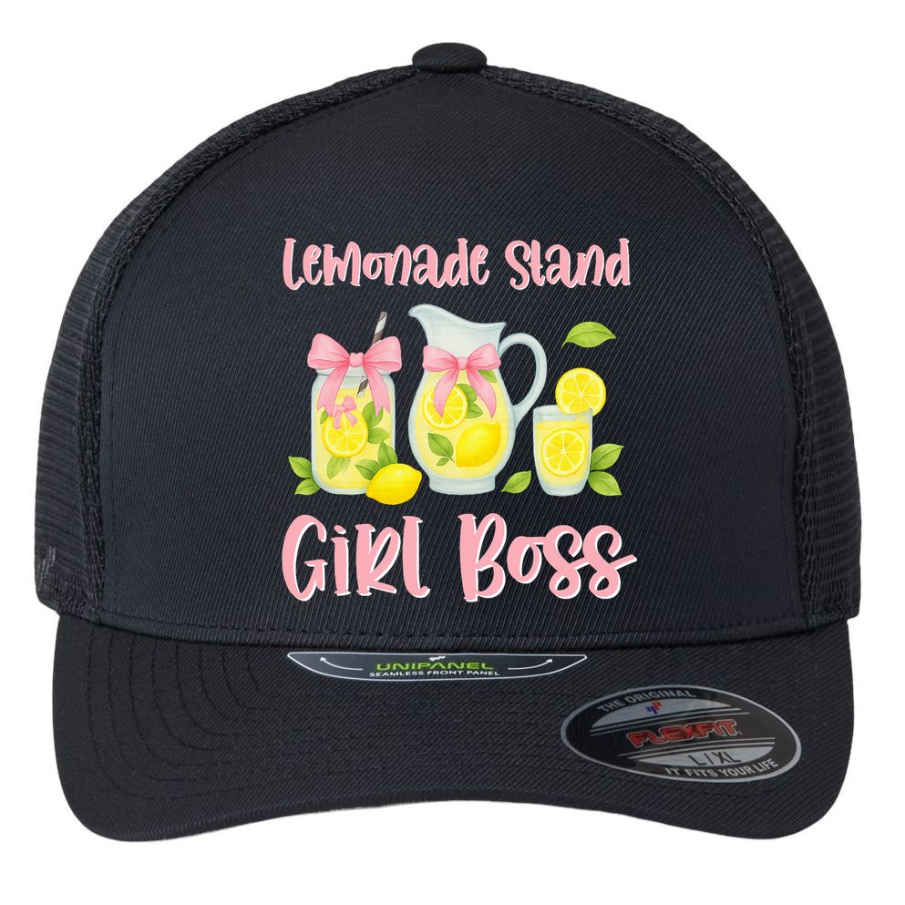 Bow Coquette Lemonade Stand Girl Boss Ceo Lemon Juice Summer Flexfit Unipanel Trucker Cap