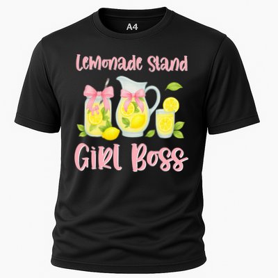 Bow Coquette Lemonade Stand Girl Boss Ceo Lemon Juice Summer Cooling Performance Crew T-Shirt