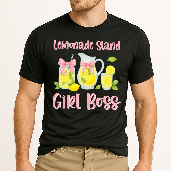 Bow Coquette Lemonade Stand Girl Boss Ceo Lemon Juice Summer Cooling Performance Crew T-Shirt