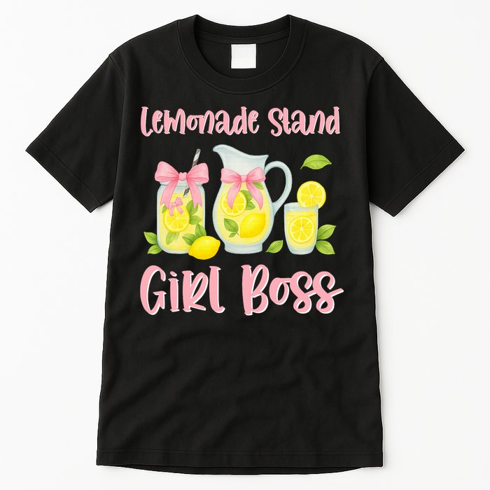 Bow Coquette Lemonade Stand Girl Boss Ceo Lemon Juice Summer Tall T-Shirt