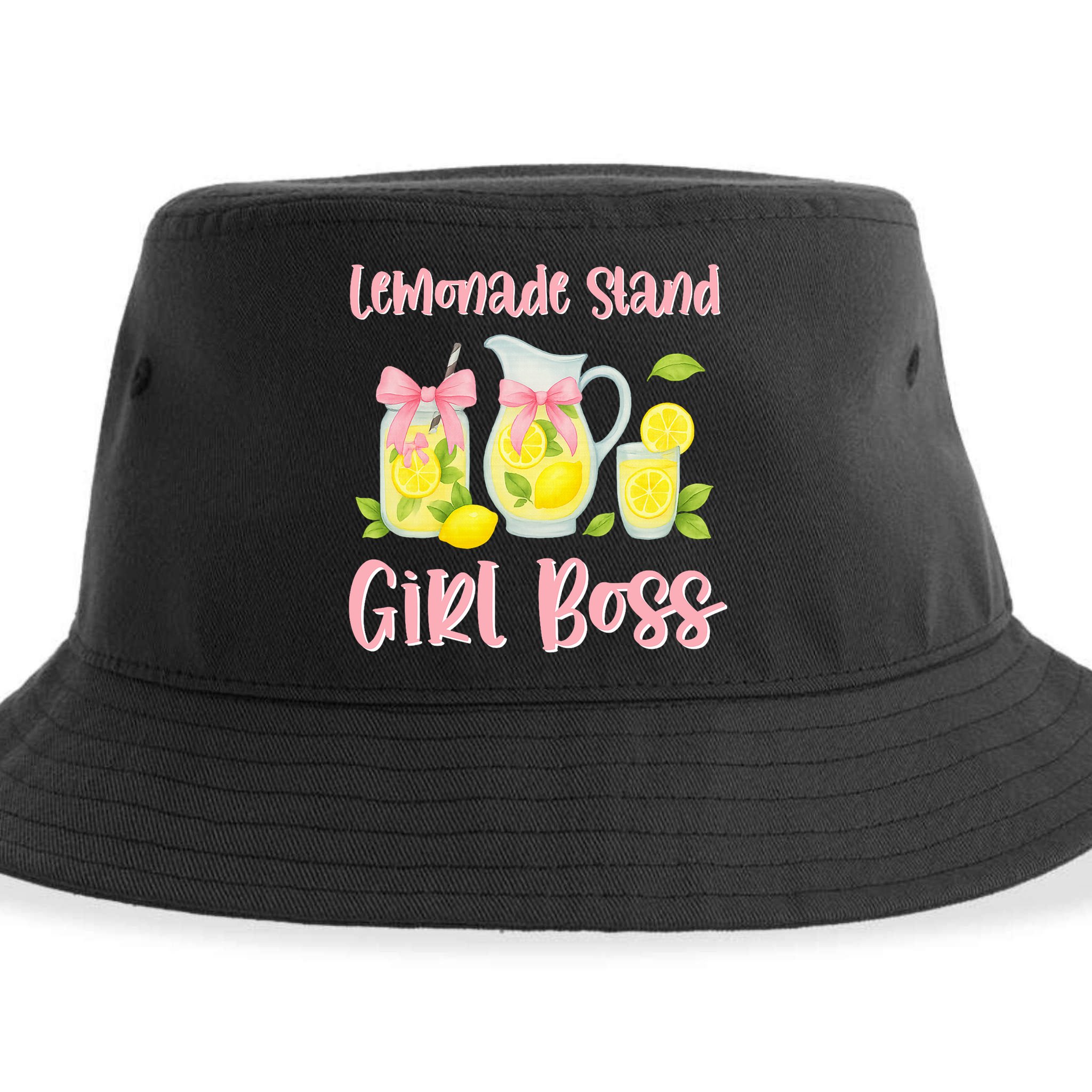 Bow Coquette Lemonade Stand Girl Boss Ceo Lemon Juice Summer Sustainable Bucket Hat