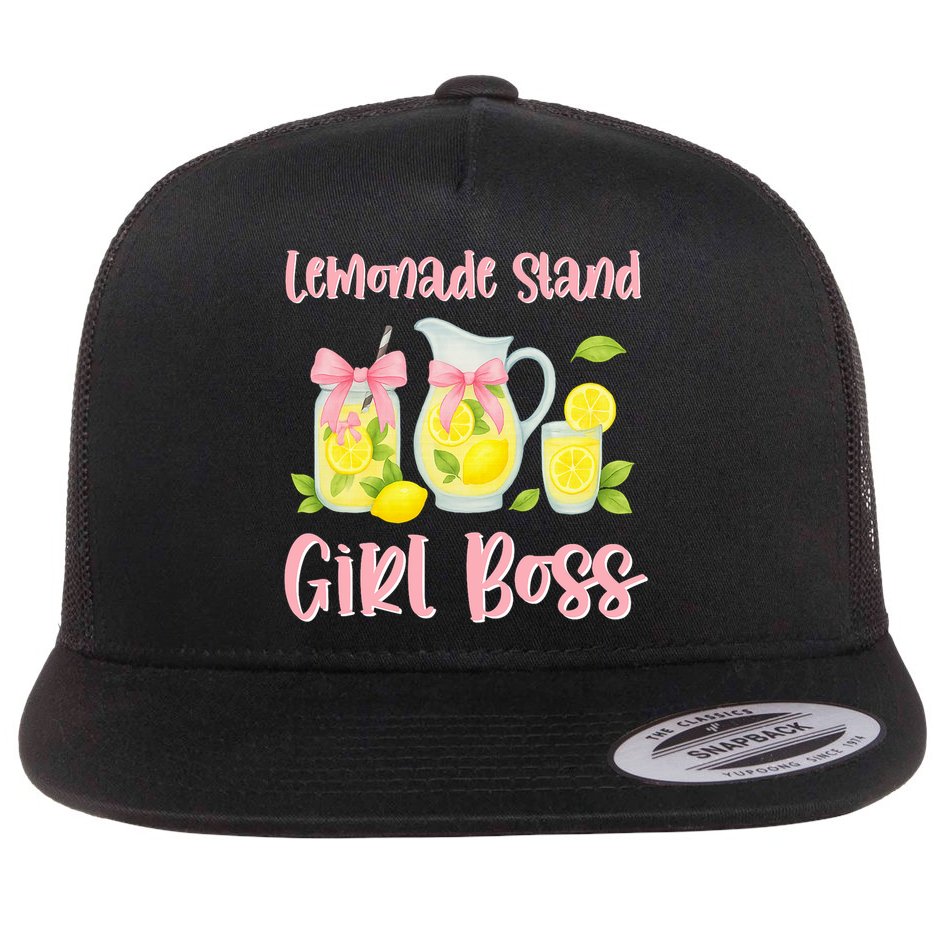 Bow Coquette Lemonade Stand Girl Boss Ceo Lemon Juice Summer Flat Bill Trucker Hat