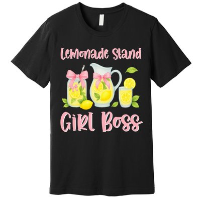 Bow Coquette Lemonade Stand Girl Boss Ceo Lemon Juice Summer Premium T-Shirt