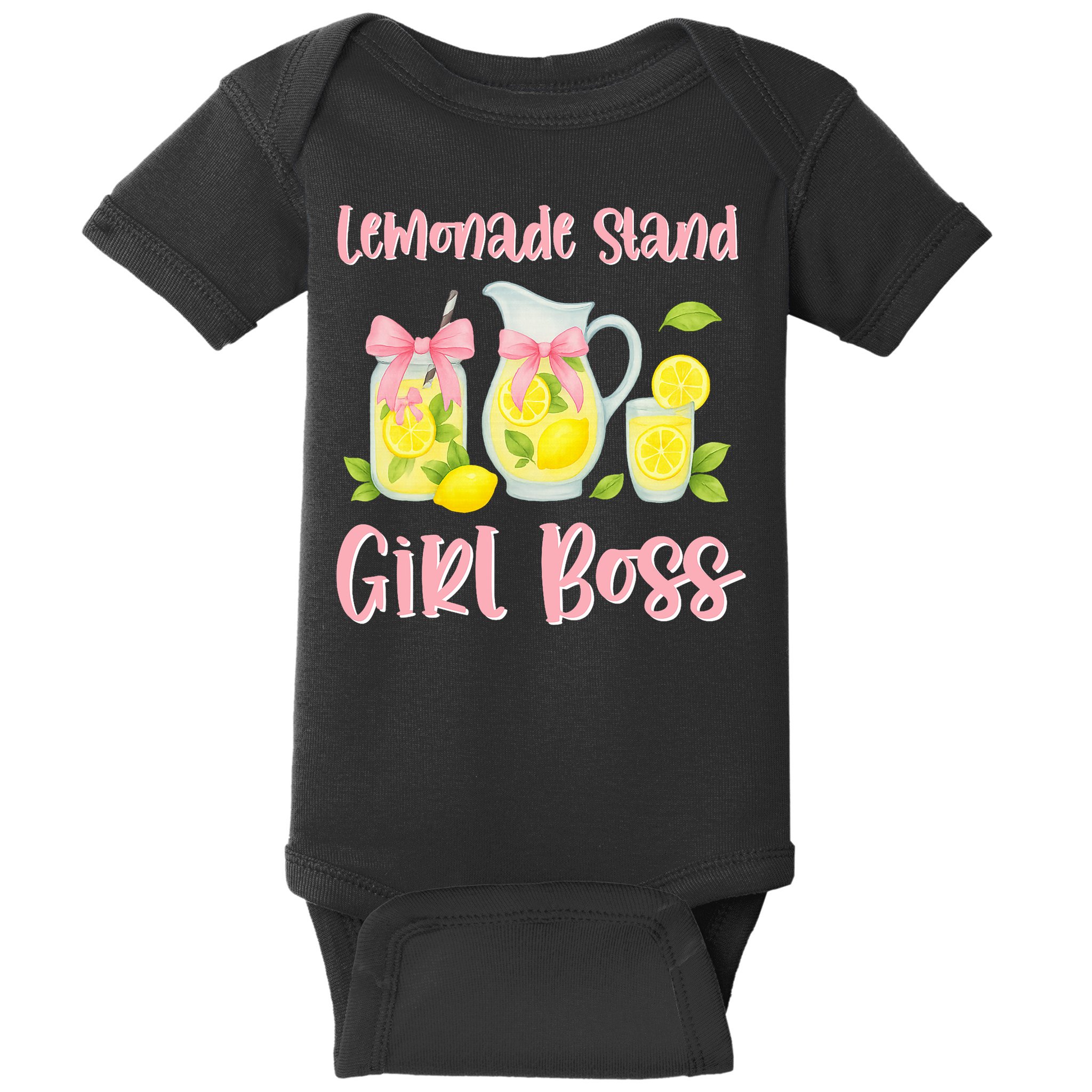 Bow Coquette Lemonade Stand Girl Boss Ceo Lemon Juice Summer Baby Bodysuit