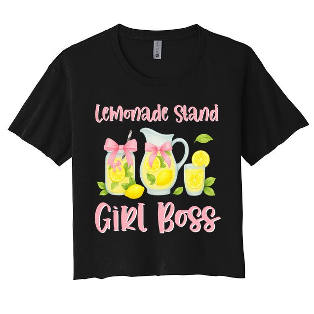 Bow Coquette Lemonade Stand Girl Boss Ceo Lemon Juice Summer Women's Crop Top Tee