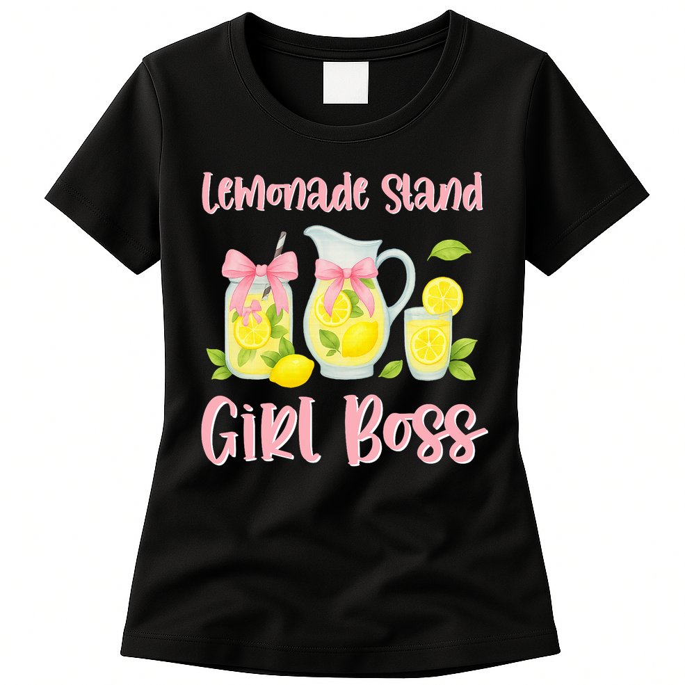 Bow Coquette Lemonade Stand Girl Boss Ceo Lemon Juice Summer Womens T-Shirt