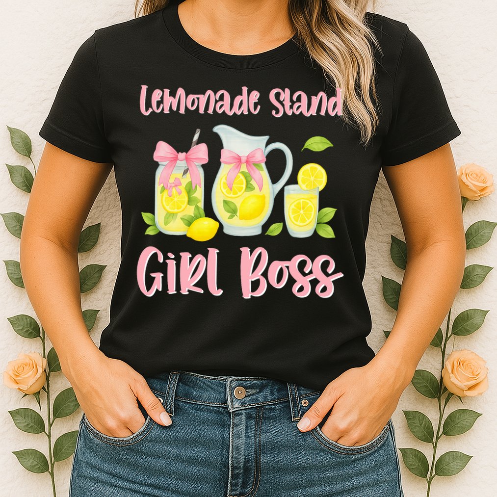 Bow Coquette Lemonade Stand Girl Boss Ceo Lemon Juice Summer Womens T-Shirt