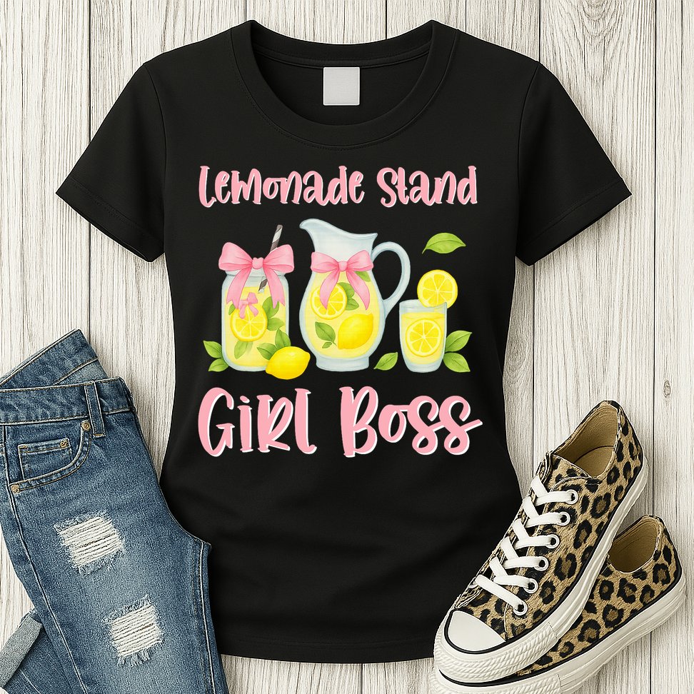 Bow Coquette Lemonade Stand Girl Boss Ceo Lemon Juice Summer Womens T-Shirt