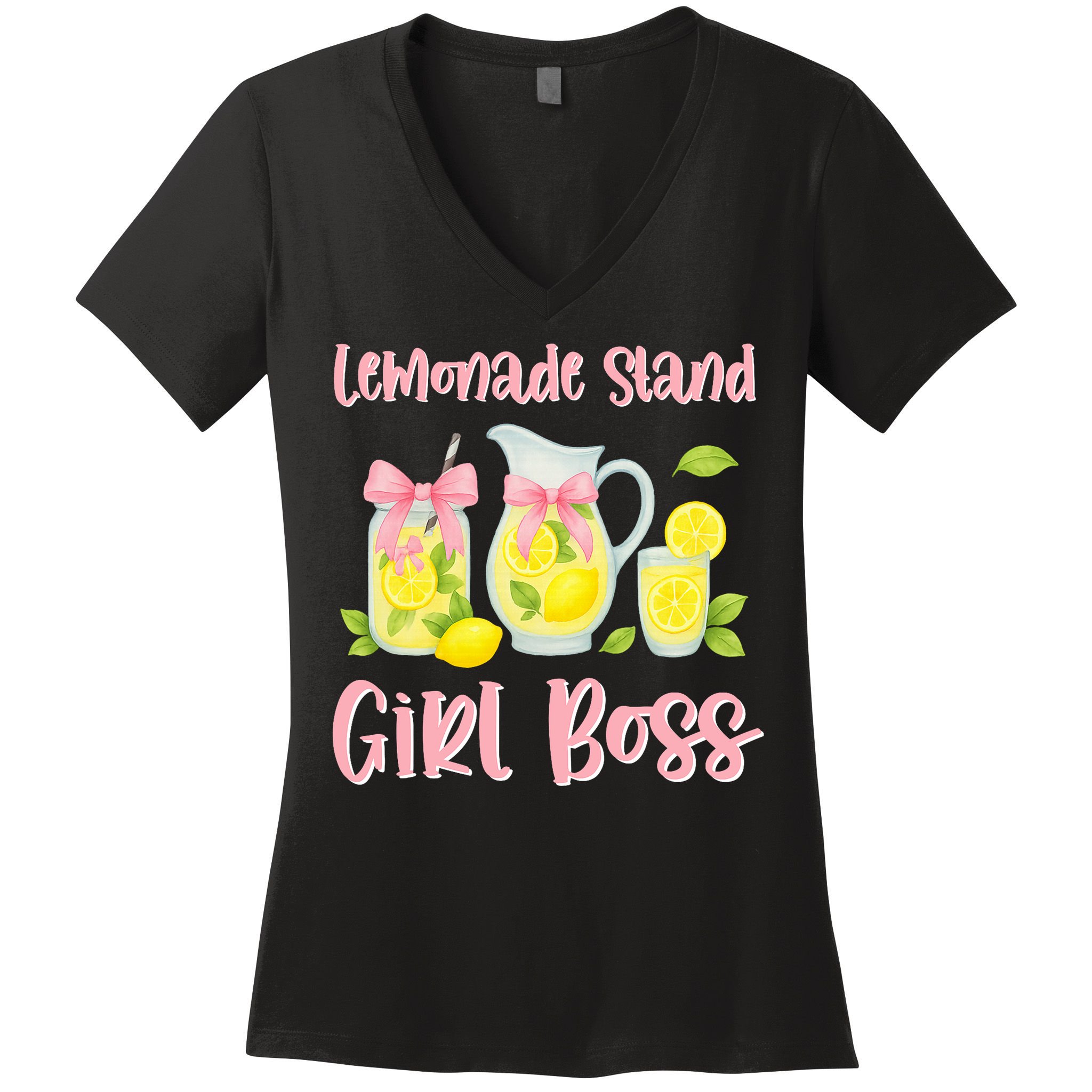 Bow Coquette Lemonade Stand Girl Boss Ceo Lemon Juice Summer Women's V-Neck T-Shirt