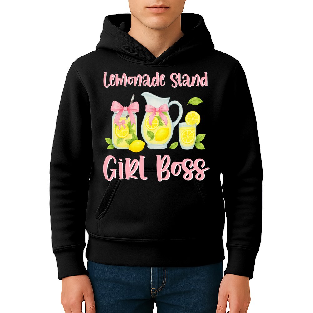 Bow Coquette Lemonade Stand Girl Boss Ceo Lemon Juice Summer Kids Hoodie