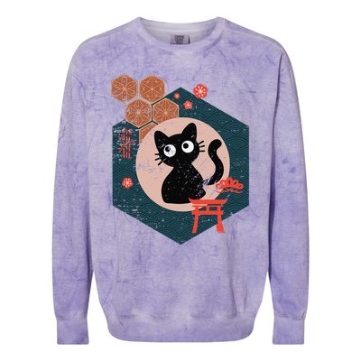 Black Cat Lover Japanese Kitten Anime Tokyo Otaku Lifestyle Colorblast Crewneck Sweatshirt