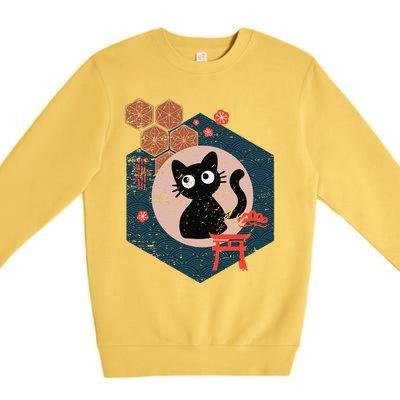 Black Cat Lover Japanese Kitten Anime Tokyo Otaku Lifestyle Premium Crewneck Sweatshirt