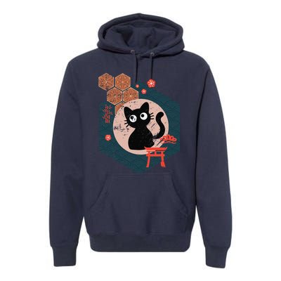 Black Cat Lover Japanese Kitten Anime Tokyo Otaku Lifestyle Premium Hoodie