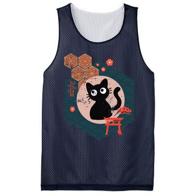 Black Cat Lover Japanese Kitten Anime Tokyo Otaku Lifestyle Mesh Reversible Basketball Jersey Tank