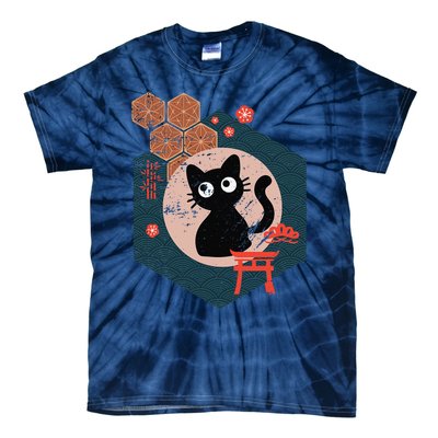 Black Cat Lover Japanese Kitten Anime Tokyo Otaku Lifestyle Tie-Dye T-Shirt