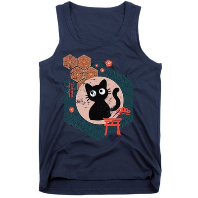 Black Cat Lover Japanese Kitten Anime Tokyo Otaku Lifestyle Tank Top