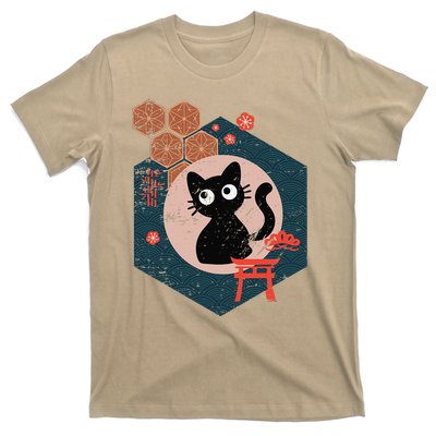 Black Cat Lover Japanese Kitten Anime Tokyo Otaku Lifestyle T-Shirt