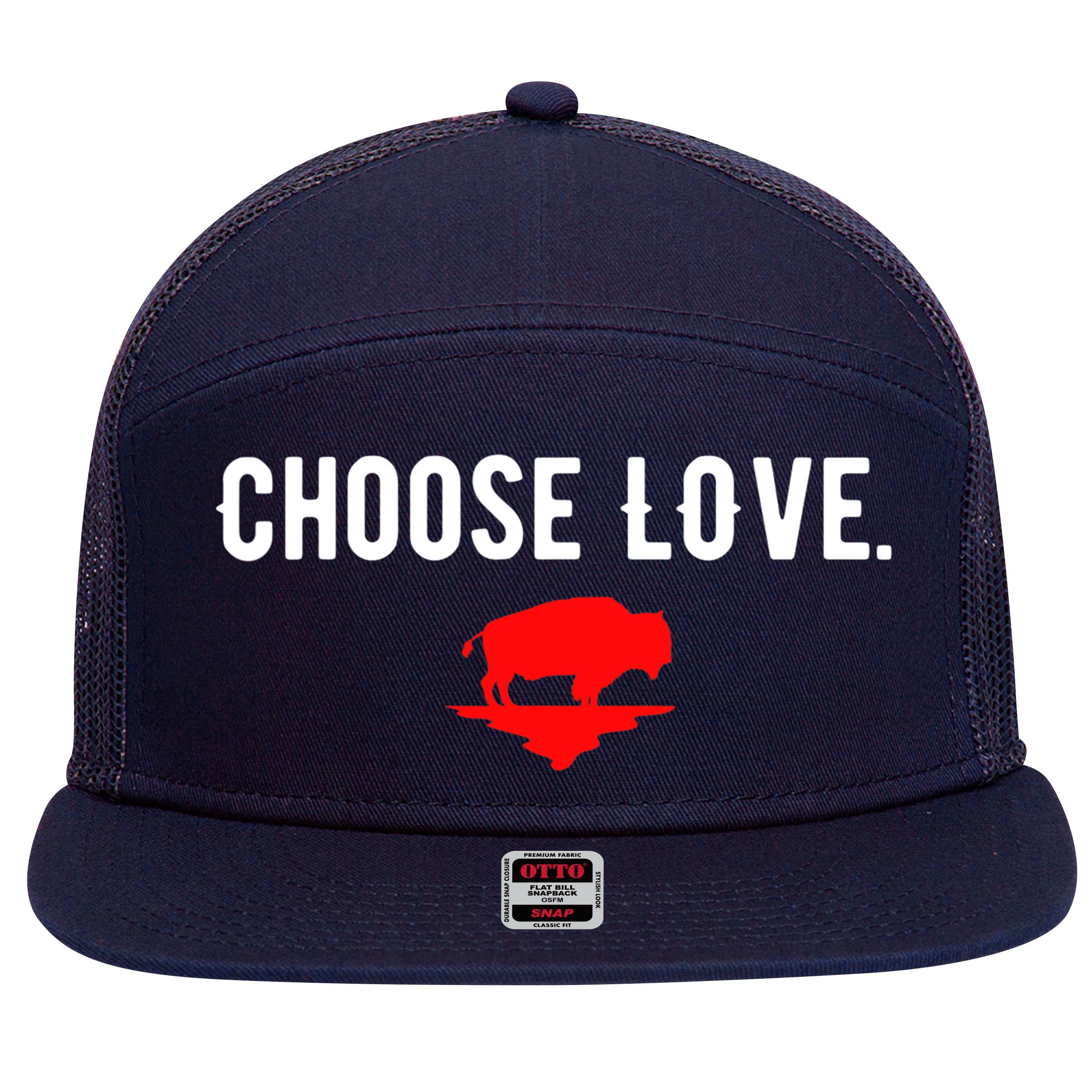 Buffalo Choose Love Choose Love Bills 7 Panel Mesh Trucker Snapback Hat
