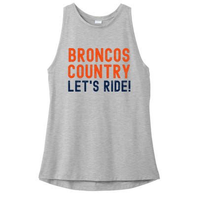 Broncos Country LetS Ride! Sports Team Fans Ladies PosiCharge Tri-Blend Wicking Tank