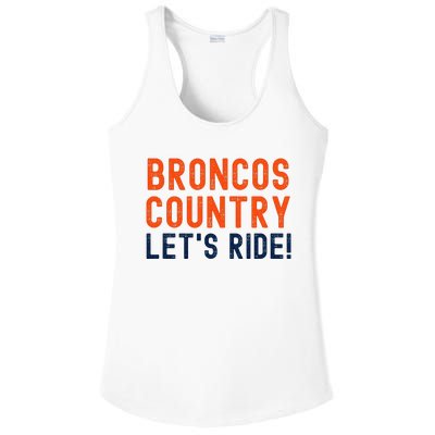 Broncos Country LetS Ride! Sports Team Fans Ladies PosiCharge Competitor Racerback Tank