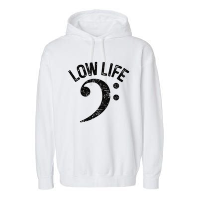 Bass Clef Low Life Music Marching Band Low Brass Bass Note Garment-Dyed Fleece Hoodie