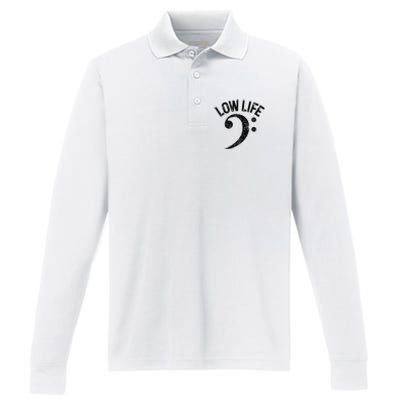 Bass Clef Low Life Music Marching Band Low Brass Bass Note Performance Long Sleeve Polo