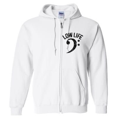 Bass Clef Low Life Music Marching Band Low Brass Bass Note Full Zip Hoodie