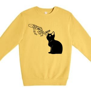 Black Cat Lover Skeleton Hand Boop Premium Crewneck Sweatshirt