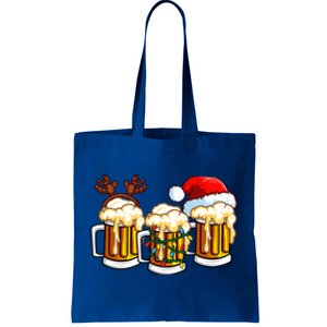 Beer Christmas Mug Santa Hat Reinbeer Xmas Lights Gift Meaningful Gift Tote Bag