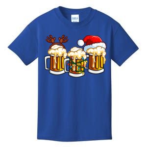 Beer Christmas Mug Santa Hat Reinbeer Xmas Lights Gift Meaningful Gift Kids T-Shirt