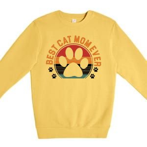 Best Cat Mom Ever Retro Sunset Premium Crewneck Sweatshirt