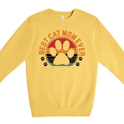 Best Cat Mom Ever Retro Sunset Premium Crewneck Sweatshirt