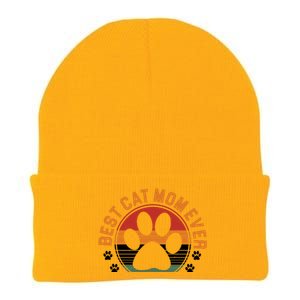 Best Cat Mom Ever Retro Sunset Knit Cap Winter Beanie