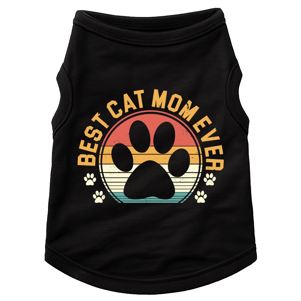 Best Cat Mom Ever Retro Sunset Doggie Tank