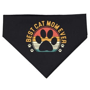 Best Cat Mom Ever Retro Sunset USA-Made Doggie Bandana