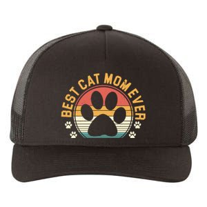 Best Cat Mom Ever Retro Sunset Yupoong Adult 5-Panel Trucker Hat