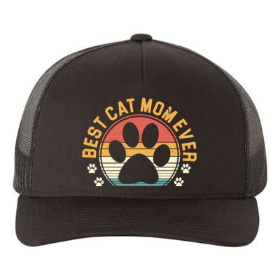 Best Cat Mom Ever Retro Sunset Yupoong Adult 5-Panel Trucker Hat