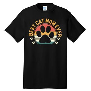 Best Cat Mom Ever Retro Sunset Tall T-Shirt