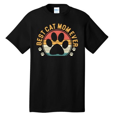 Best Cat Mom Ever Retro Sunset Tall T-Shirt