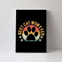 Best Cat Mom Ever Retro Sunset Canvas