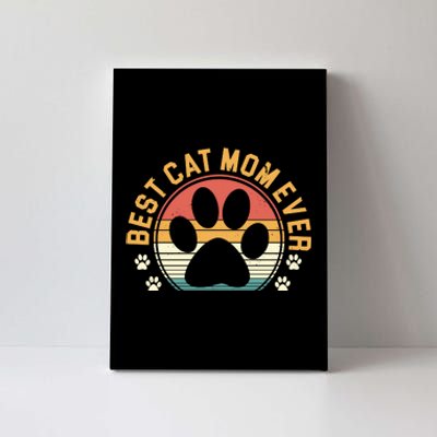 Best Cat Mom Ever Retro Sunset Canvas