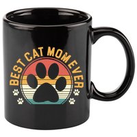 Best Cat Mom Ever Retro Sunset 11oz C Handle Ceramic Mug